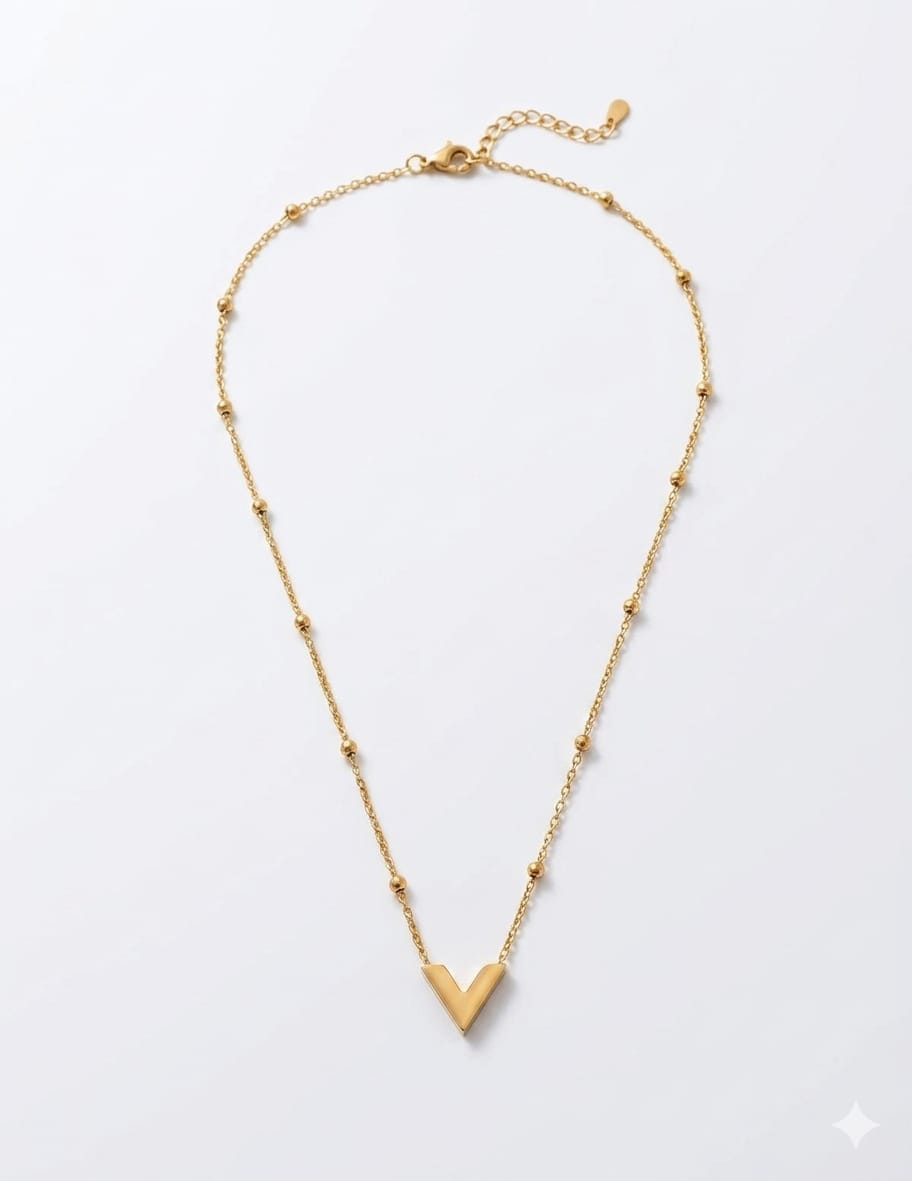 Minimalist Gold V-Pendant Necklace