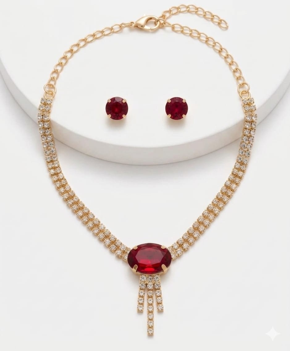 Elegant Crystal  Gold Plated Necklace