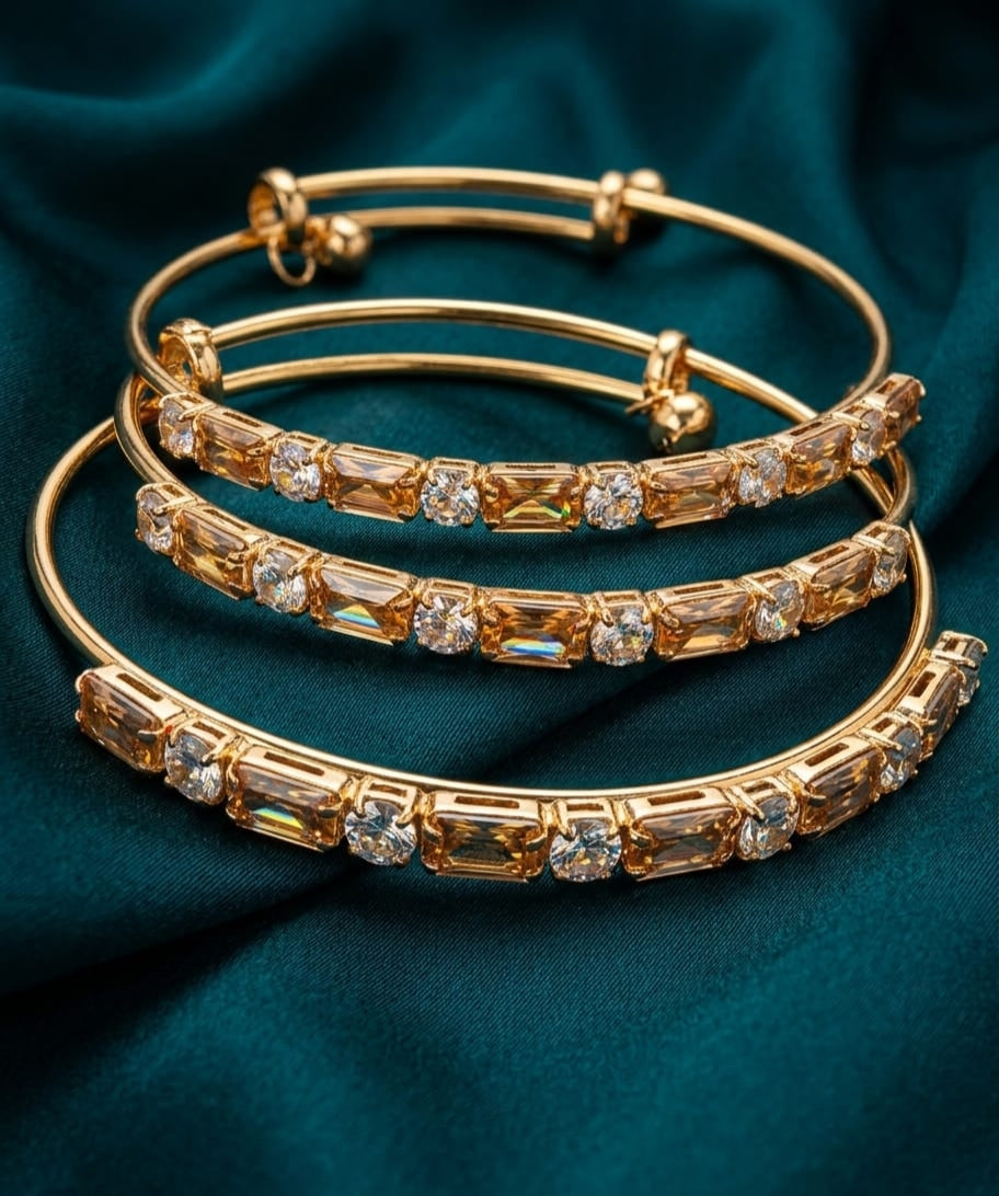 Roman Numeral Gold Bangle with Black & White Inlays