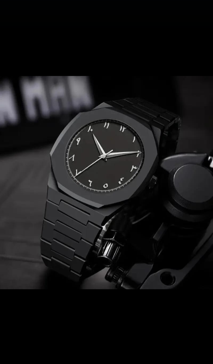 Premium Matte Black Aura Watch – Arabic Numerals Edition